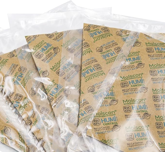 62% Two-Way Humidity Control Packs, 67 Gram 5 Pack for Storing 1 lb, Size 67 Moisture Control Packets Individually Wrapped, Humidifier Packs for Storage Containers - Image 9