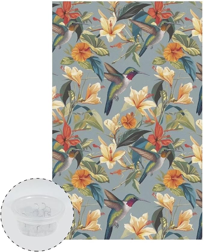 Hummingbird Armrest Cover Non-Slip Headrest Protector Stain Resistant Fabric Floral Pattern Protective Cover for Sofa Couch Theater Seat Folding Furniture Headrest Cover Easy to Install - Image 2