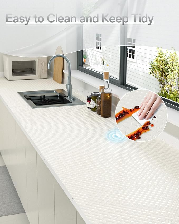 Shelf and Drawer Liner for Kitchen Cabinet, Non-Adhesive 24in x 120in Waterproof Contact Paper Refrigerator Liners Thickened Durable EVA Material Non Slip Mat for Dresser Cupboard Pantry Protector - Image 7