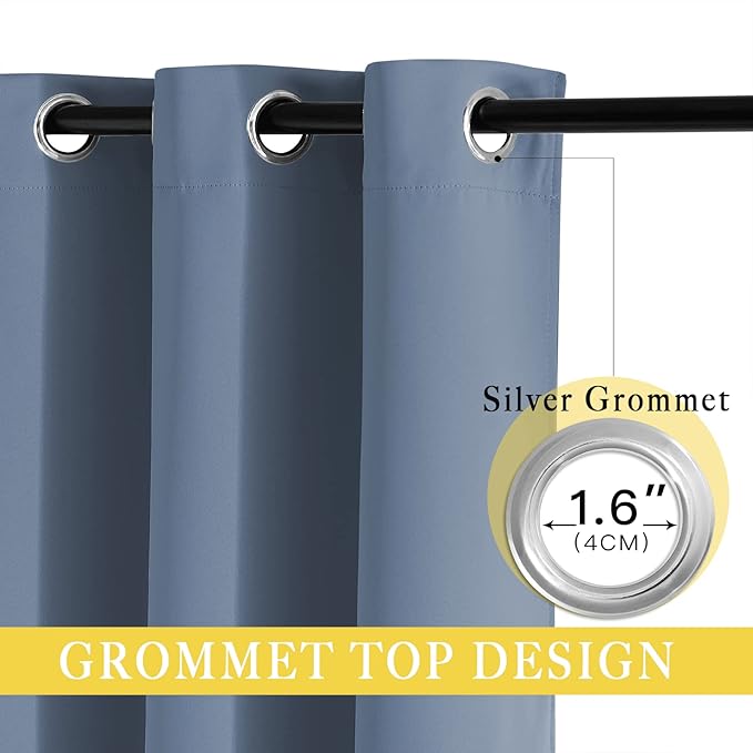 NICETOWN Patio Door Curtain for Sliding Glass Door, Thermal Insulated Blackout Curtain Drape for Living Room/Kitchen/Bedroom (Stone Blue, 1 Panel, 80 x 84 inch) - Image 4