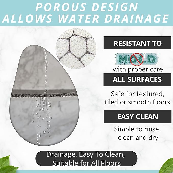 ENKOSI Loofah Non-Slip Shower and Bath Mat - Soft Cushioned Comfort - No Suction Cups for Smooth or Textured Tubs - Fast Draining - Safety for Bathroom, Family, Kids, and Elderly (24x16 Pebble) - Image 4