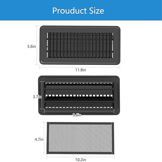 Hon&Guan Floor Vent Covers, Strong Magnetic Vent Mesh Air Vent Filters, 4x10'' PVC Floor Register Vent Screens for Home Floor/Wall/Ceiling Catch Debris Hair Dust (6PCS) - Image 5