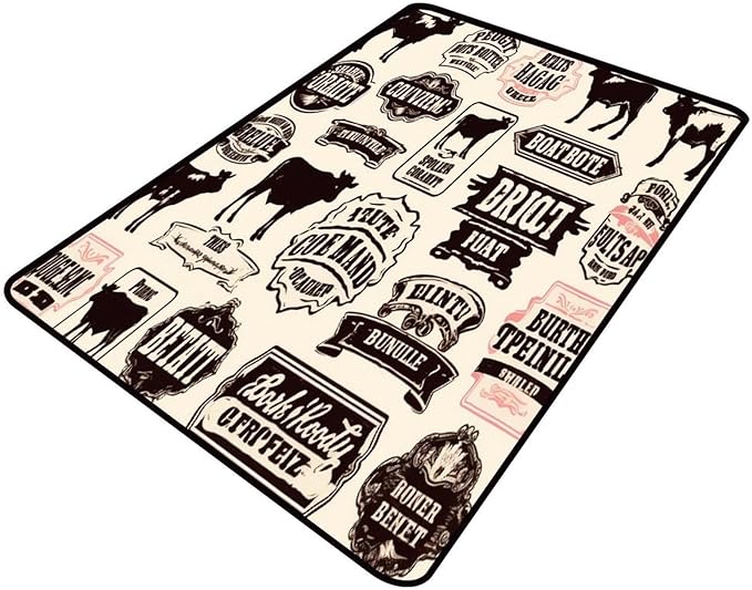 Runner - Farm Label Floral Printing Foldable Area Rugs Fade Resistant, Flame Resistant, Quick Dry, Stain Resistant, Waterproof Floor Carpet for Living Room Bedroom, 78 x 96 Inch by Snarena