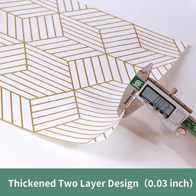 Shelf Liners for Kitchen Cabinets 23.6 in x 30 FT, Non Adhesive Cabinet Liner Strong Non-Slip Thickened Gold Geometric Drawer Liner, Easy to Clean for Shelf - Image 8