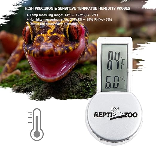 REPTI ZOO Reptile Thermometer Hygrometer with Suction Cup, Digital Thermometer Hygrometer for Reptile Rearing Box Terrarium Tank Bearded Dragon, Temperature & Humidity Gauge Fahrenheit (℉) - Image 4
