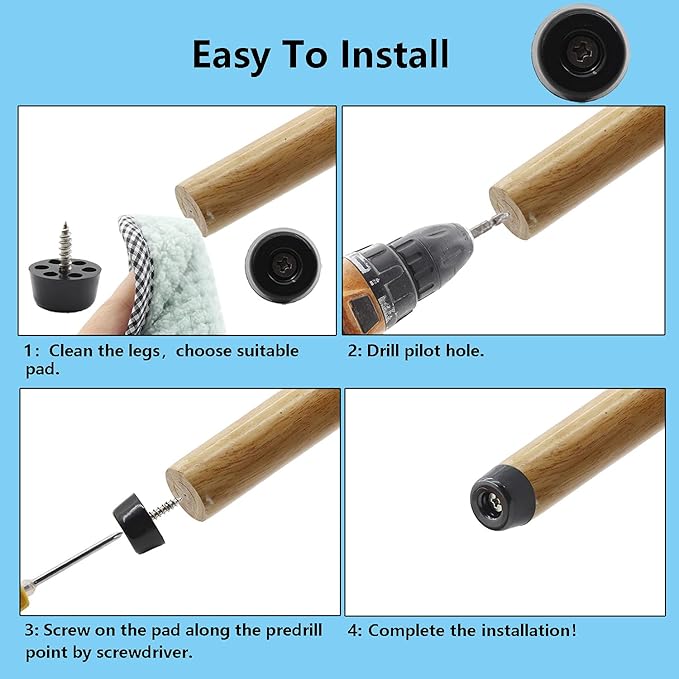 20PCS Round Furniture Pads,TTZEZE Heavy Duty Nail-on ABS Plastic Pad for Wood Furniture and Hard Floor Surfaces Chair Cabinet Table Sofa Couch Stool Leg Feet Floor Protectors Slide Smoothly (Black) - Image 5