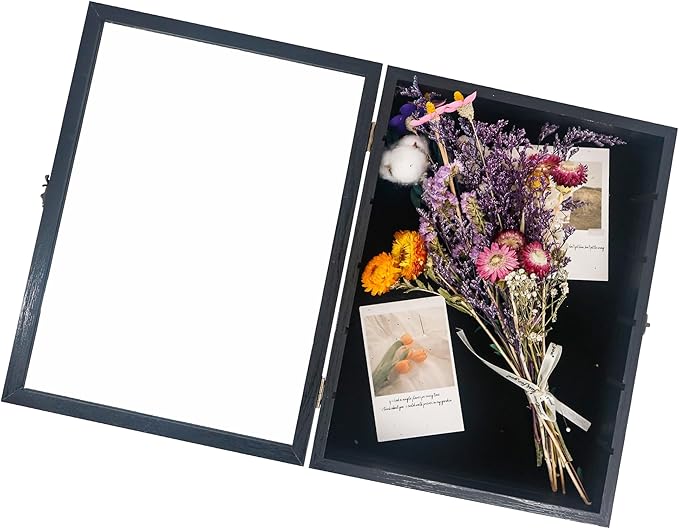 Shadow Box Frame with Removable Shelves, Black 12x16 Deep Memory Box Display Case for Keepsake Collectibles, Coins Military Medals Pins Wedding Flowers - Image 2