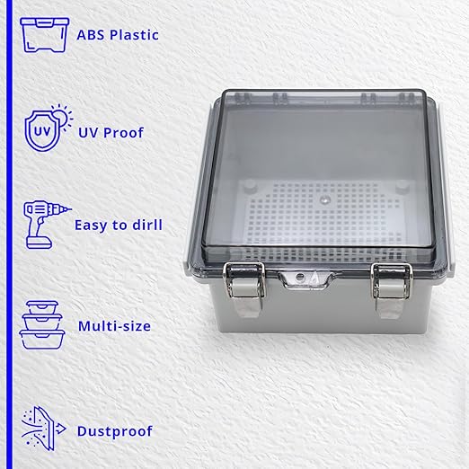 MAKERELE Small Junction Box Plastic Hinged Cover Transparent Lid IP67 Outdoor Electrical Project with Plastic Enclosure 5.9×5.9×3.5 inch(150×150×90mm) - Image 6
