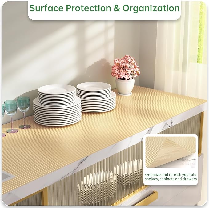 Shelf and Drawer Liner for Kitchen Cabinet, Non-Adhesive 18in x 360in Waterproof Durable Thickened EVA Material Easy-to-Cut Contact Paper Non Slip Mat for Refrigerator, Cupboard, Dresser - Image 5