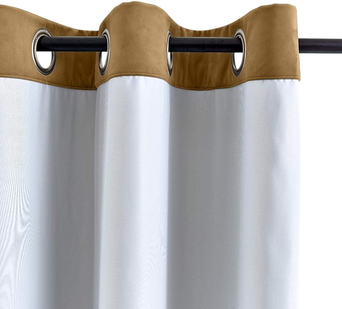 ChadMade Blackout Lined Premium Velvet Curtain Sable 84Wx102L Inch (1 Panel), Eyelet Grommet for Livingroom Bedroom Theater Studio, Leon Collection - Image 3