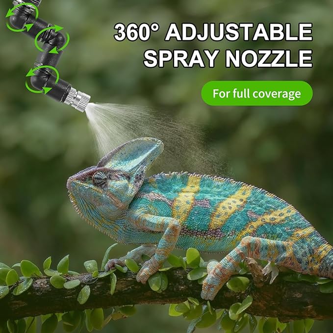 Reptile Mister System, External Timer & 360° Adjustable Nozzle, Humidifier for Reptiles, Amphibians, Rainforest Plants and Aquariums - Image 2