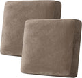 H.VERSAILTEX Velvet Stretch Couch Cushion Cover Plush Cushion Slipcover for Chair Loveseat Sofa Cushion Furniture Protector Seat Cushion Sofa Cover (2 Piece Large Sofa Cushion Covers, Mocha) by HVERSAILTEX