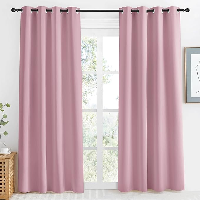 NICETOWN Rouge Pink Blackout Curtain 86 inch Long, W55 x L86, 1 Panel, Thermal Insulated Window Treatment with Grommet Room Darkening Thermal Insulated Panel for Bedroom/Living Room by NICETOWN