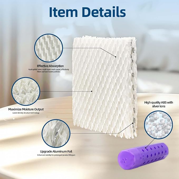 6 Pack WF813 Humidifier Filters Replacement for Equate Eqwf813 Eq-2119-Ul, Relion RCM-832 RCM-832N, ProCare PCCM-832N Cool Mist Humidifier Replacement Filter with 2 Pack Humidifier Tank Cleaners - Image 3