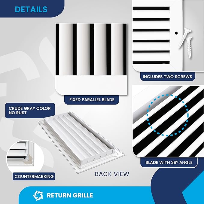 16x6 Inch (Duct Opening) Air Return Vent Cover Decorative – Premium Aluminum AC Vent Cover for Ceiling & Wall, Rustproof Grille, Ideal for Home HVAC Grille, Durable & Easy to Install by ACLAMINAIRE - Image 9