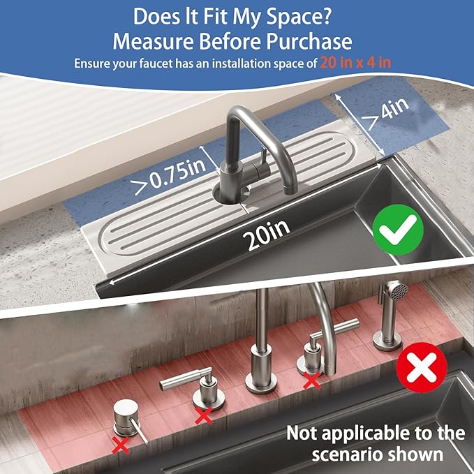 Fast Drying Stone Faucet Mat for Kitchen Sink with Raised Feet, Water Absorbent Diatomite Stone Sink Tray, Faucet Sink Splash Guard, Prevents Moisture Buildup, Durable Protector for Bathroom Counter - Image 2