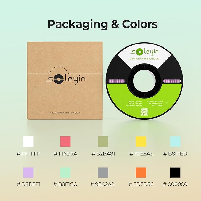 Soleyin Ultra PLA Filament 1.75mm PLA 3D Printer Filament High Speed 30-600mm/s Dimensional Accuracy +/- 0.02mm, 1kg Spool (2.2lbs)-Black - Image 6