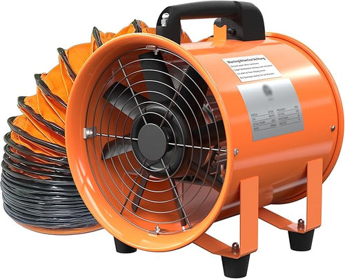 12 Inch Utility Blower Fan 2300CFM Industrial Portable Exhaust Fan with 16.4Ft Duct Hose, 3420 r/min High Velocity Ventilation Extraction and Ventilation Fan by HYITCL