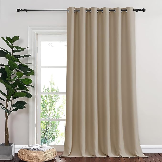NICETOWN Blackout Sliding Door Curtains 84 Inch Length, Extra Wide Room Divider Grommet Energy Saving Thermal Insulated Curtain for Patio Door Window(W80 x L84, 1 Panel, Taupe) - Image 7