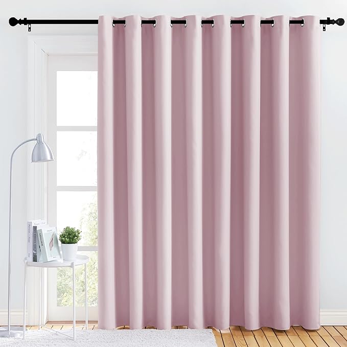 NICETOWN Bedroom Blackout Curtain Panel - (120 inches by 90 inch, Baby Pink, 1 PC) Energy Saving Thermal Insulated Grommet Blackout Drapery for Patio, Room Divider Curtain by NICETOWN
