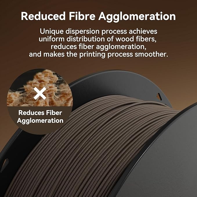 kexcelled Wood PLA Filament 1.75 mm, Real Wood PLA 3D Printer Filament, Real Natural Wood Fiber, Dimensional Accuracy +/- 0.03 mm, 1 kg Spool (2.2 lbs), Cedar Brown - Image 4
