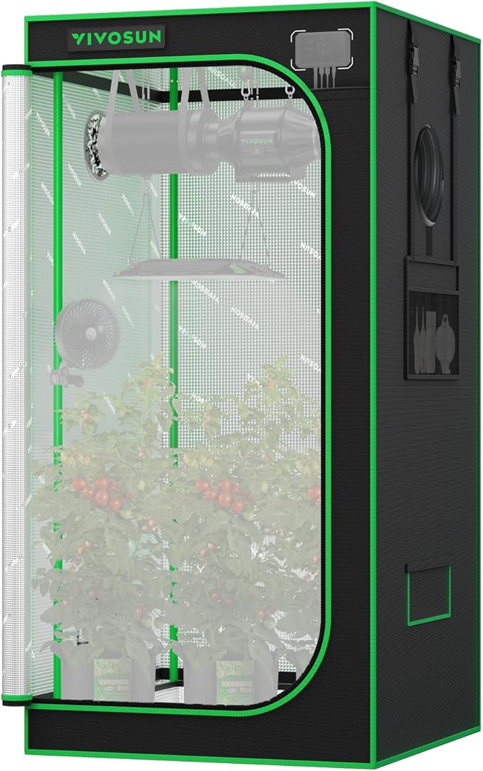 VIVOSUN P276 2.7x2.7 PRO Grow Tent, Indoor Plant Grow Tent Greenhouse with 2000D Mylar Fabric, 1" Poles, Extra Hanging Bars, 32"×32"×63", No High CFM Kit by VIVOSUN