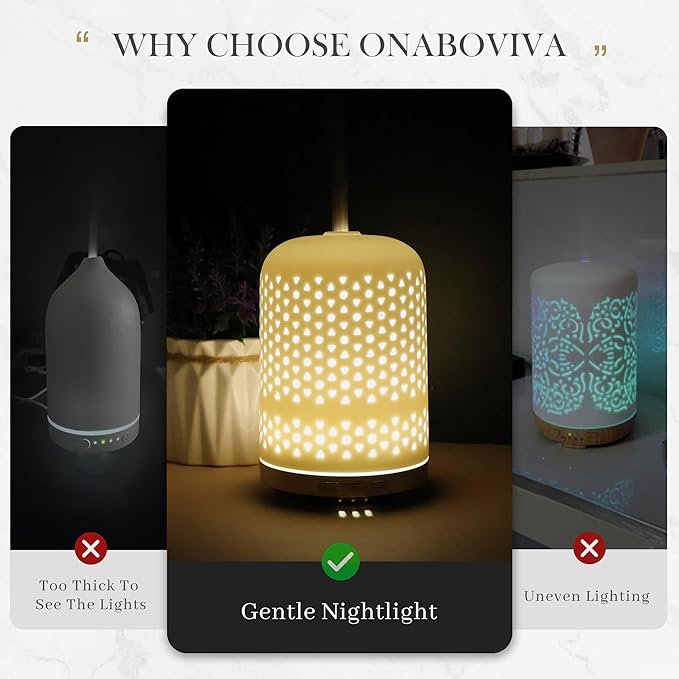 Essential Oil Diffuser – 2.4MHz Ultrasonic Aromatherapy Diffuser, Health Night Light, Timer & Auto Shut-Off, BPA-Free, 120ml Ceramic Scent Diffuser for Home,Yoga, Spa, Meditation, Hotel - Image 6