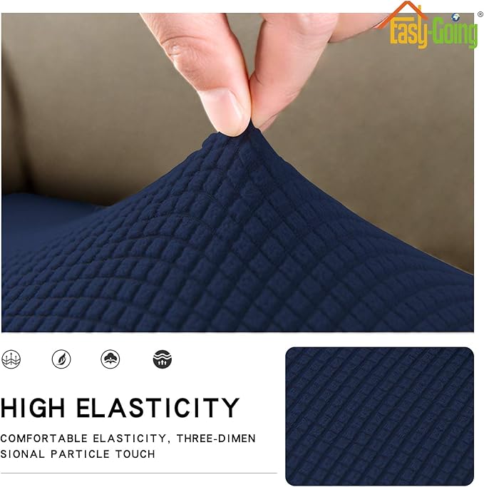 Easy-Going Stretch Chair Cushion Cover Sofa Cushion Furniture Protector Sofa Seat Sofa Slipcover Sofa Cover Soft Flexibility with Elastic Bottom(Chair Cushion, Navy) - Image 4