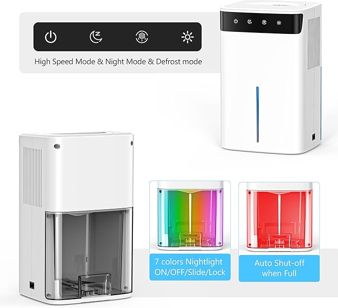 DEVERSE Max 5 Pints Smart Dehumidifier for Home/Bedroom/Basement, 600 Sq.Ft Coverage, with Drain Hose, Smart Humidity Control & Large Tank - Image 6