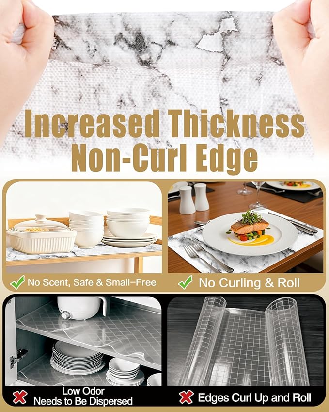 Shelf Liners for Kitchen Cabinets Non-Adhesive, Non-Slip Thickened Shelf Paper Waterproof Washable for Drawer Dresser Pantry Shelve Bathroom Protector Liner - Image 4