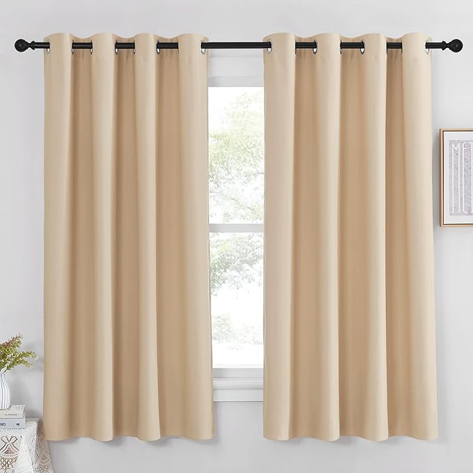 NICETOWN Room Darkening Window Shade and Blind - (Biscotti Beige Color) Light Reducing & Privacy Protection Blackout Short Curtain/Drape/Drapery for Kid's Bedroom, 52x63 inches, 1 Piece by NICETOWN