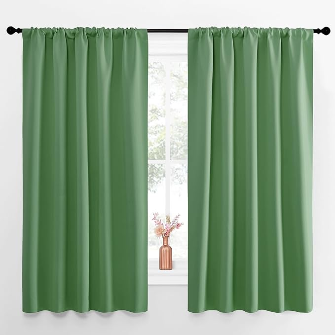 NICETOWN Blackout Curtains for Living Curtains, Froest Green, Set of 2, 52 by 63 Inch, Window Treatment Blackout Curtain Panels, Home Decor Thermal Insulated Solid Drapes for Bedroom by NICETOWN