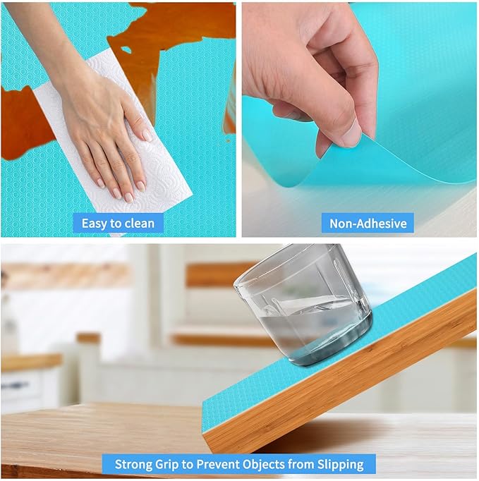 Bloss Shelf Liners, 24×118 inch Drawer Liner, Non Adhesive EVA Drawer Mat Liners Roll for Bathroom, Kitchen, Desks, Deco Shelves - Blue - Image 5