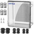 Waterproof Outdoor Project ABS Plastic Junction Box IP67 Weatherproof Dustproof Enclosure with Hinged Cover, Mounting Plate,Wall Brackets for Power Project (Clear, 11.8"x11.8"x7.1") by XINYIELE