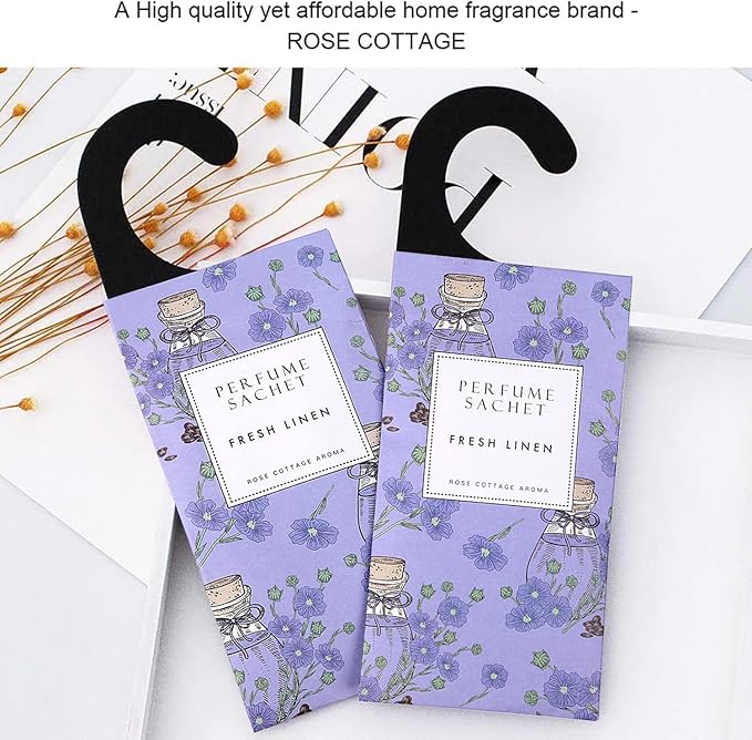 ROSE COTTAGE Large 12 Packs Fresh Linen Hanging Closet Deodorizer Air Freshener Long Lasting Scented Sachets Smell Goods for House - Image 7