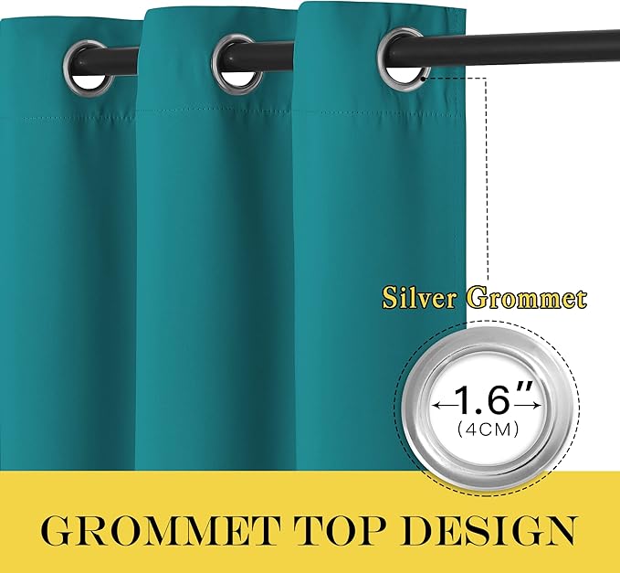 NICETOWN Blackout Sliding Glass Door Curtain - Grommet Thermal Insulated Patio Door Drape Extra Wide Room Darkening Voice Reducing for French Door (Peacock Teal, W100 x L84, 1 Piece) - Image 3