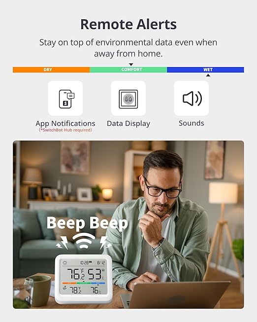 SwitchBot Meter Pro, Digital Hygrometer & Thermometer - Wireless Indoor Temperature & Humidity Monitor with Bluetooth App Control, Real-Time Alerts, Works with Apple Home - Image 5