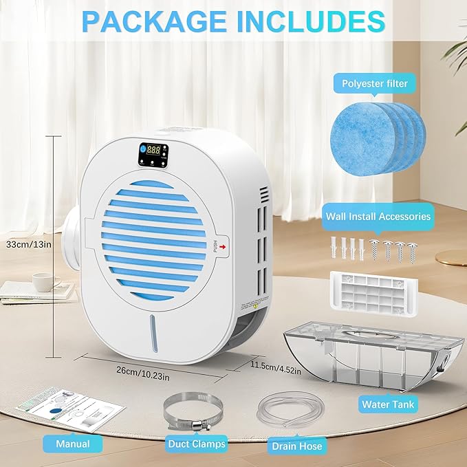 Upgrade 4-in-1 Indoor Dryer Vent Box With Dehumidifier for Protect Furniture, Electric Dryer Kit, Lint Trap, Intelligent Temperature and Humidity Display - Image 7