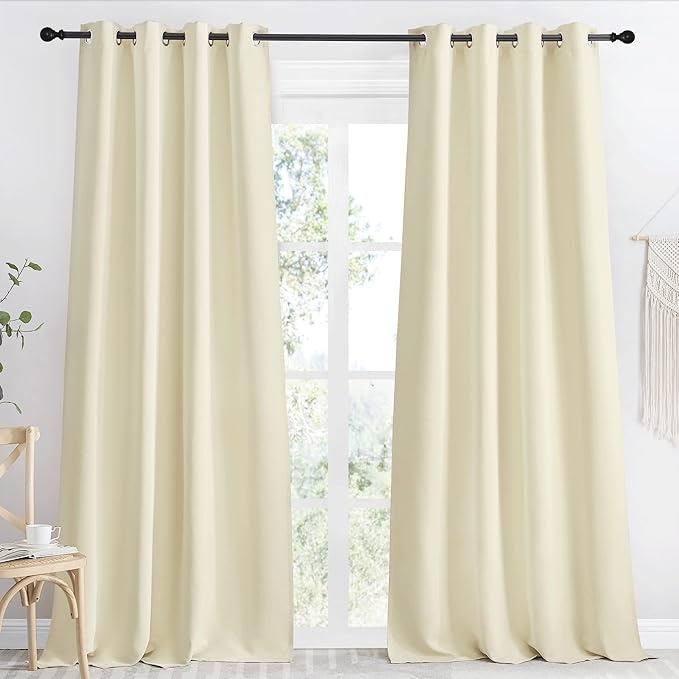 NICETOWN Beige Blackout Curtain 118 inch Long, W55 x L118, 1 Panel, Thermal Insulated Window Treatment with Grommet Room Darkening Thermal Insulated Panel for Bedroom/Living Room by NICETOWN