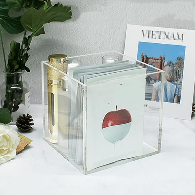 Acrylic Box Clear Display Boxes with Lids 4 Packs 5.9x5.9x5.9Inch Acrylic Square Cube Decorative Boxes Jewelry Storage Box for Valentine's Day Gift Wrap Candy Containers - Image 5