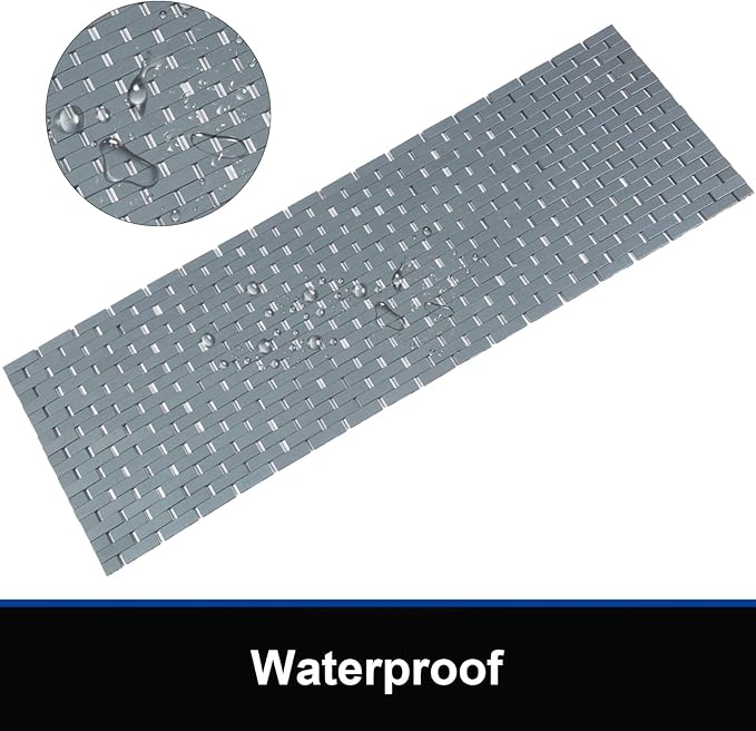 Bambo Bath Mat Bathroom Runner Long Large Rugs Floor Wood Shower Bathtub Waterproof Non Slip Accessories 16x48 Inch Easy to Clean, Grey,1 pc - Image 2