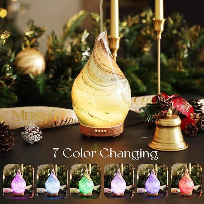Porseme 150ml Glass Essential Oil Diffuser Aromatherapy Ultrasonic Cool Mist Humidifier 6 Running Hours Waterless Auto-Off Air Diffusers for Sleeping,Yoga,Office Working Spa and Rest (Deep Desert) - Image 2