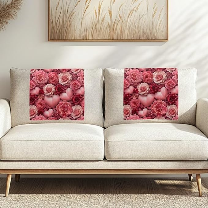 Valentine's Rose Headrest Cover for Recliner Hair Oil Head Rest Protector for Sofa Non-Slip Cover Wear Resistant Reusable Furniture Slipcover Valentine's Day Decor - Image 2