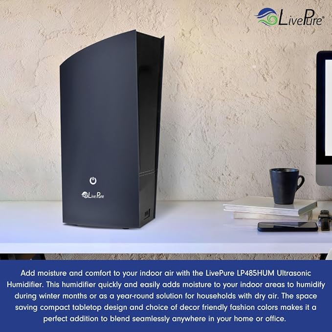 LP485HUM LivePure Ultrasonic Humidifier (8.5 x 6.5 x 14.5 in) - Long Lasting Mist Performance, Quiet Operation, Compact Humidifier for Home, Bedroom, Nursery, Office, and Dorms – Sage - Image 6