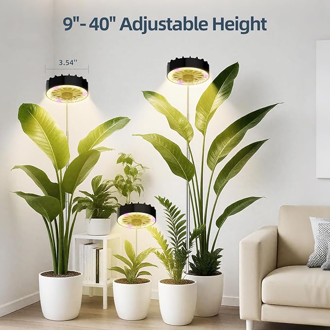 Grow Lights for Indoor Plants,Clip on Full Spectrum Led Plant Grow Light with Integrated Circulating Fan, Timer and Dimmable (Black Ajustable, 2 Packs) - Image 5