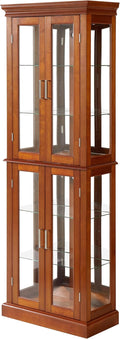 Lighted Wooden Display Curio Cabinet,Cabinet with Tempered Glass Door & 6 Shelves,Vintage 3 Side Glass,E26 Light Bulb Unincluded by Unknown