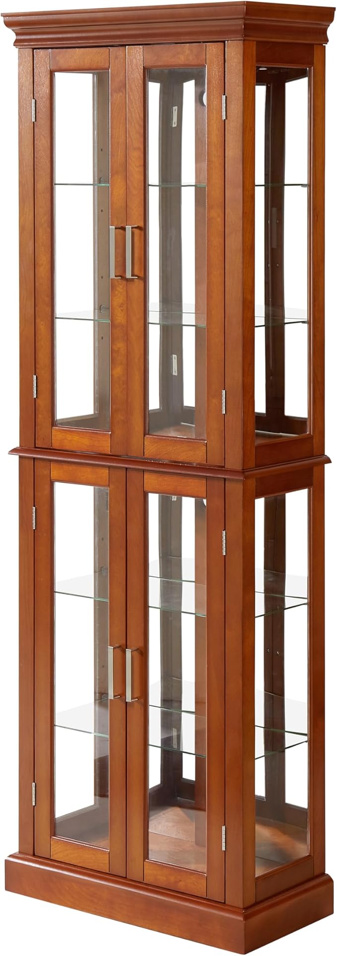Lighted Wooden Display Curio Cabinet,Cabinet with Tempered Glass Door & 6 Shelves,Vintage 3 Side Glass,E26 Light Bulb Unincluded by Unknown