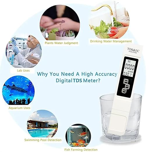 2025 New 4 in 1 TDS Meter - TDS EC & Temperature(°C,°F) - 0-9990 ppm-Meter,Accurate & Reliable Digital Water Testing Kits for Drinking Water,Tap,Well,Swimming Pool,Hydroponics, Aquarium, RO/DI System - Image 8