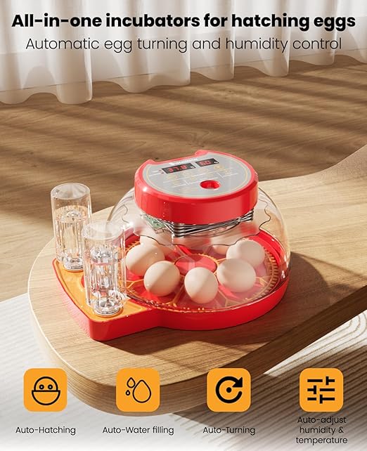 8 Chinken Incubators for Hatching Eggs with Automatic Egg Turning and Humidity Control Automatic Water Refill,Egg Candler Nature Right 360 Incubator Duck Quail Chick Turkey Hatching Incubator - Image 2