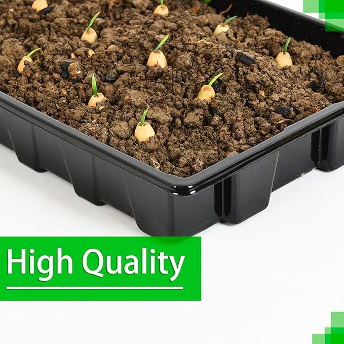 YoleShy 10 Pack Seed Starter Tray Reusable Plastic Plant Seedling Starter Trays Thickened Sturdy Durable for Germination Growing Microgreens Planting Propagation, Without Drain Holes, 14.5"x9" - Image 4
